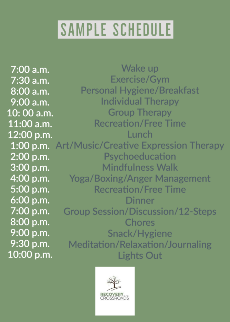 Sample Schedule of addiction treatment