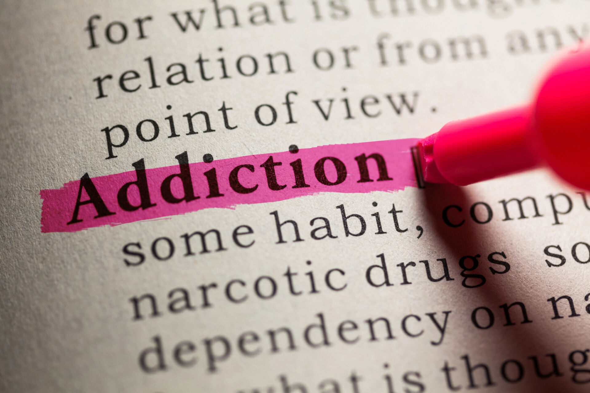 highlighting the definition of addiction as it relates to the four c's of addiction